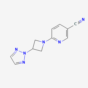 molecular formula C11H10N6 B2932877 6-[3-(三唑-2-基)氮杂环丁-1-基]吡啶-3-腈 CAS No. 2415523-28-1