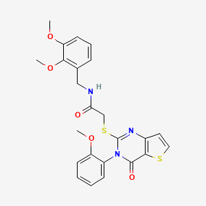 molecular formula C24H23N3O5S2 B2932878 N-(2,3-dimethoxybenzyl)-2-{[3-(2-methoxyphenyl)-4-oxo-3,4-dihydrothieno[3,2-d]pyrimidin-2-yl]sulfanyl}acetamide CAS No. 1291839-31-0