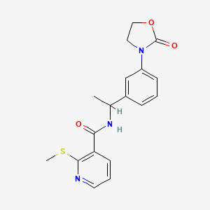 molecular formula C18H19N3O3S B2932879 2-(methylsulfanyl)-N-{1-[3-(2-oxo-1,3-oxazolidin-3-yl)phenyl]ethyl}pyridine-3-carboxamide CAS No. 1424601-35-3