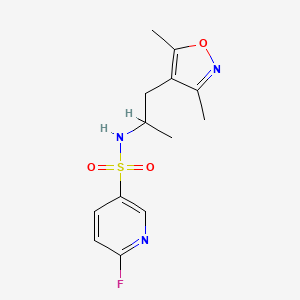 molecular formula C13H16FN3O3S B2932881 N-[1-(3,5-dimethyl-1,2-oxazol-4-yl)propan-2-yl]-6-fluoropyridine-3-sulfonamide CAS No. 2094484-58-7