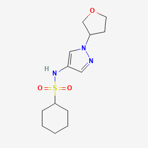 molecular formula C13H21N3O3S B2932883 N-(1-(四氢呋喃-3-基)-1H-吡唑-4-基)环己烷磺酰胺 CAS No. 1797865-88-3