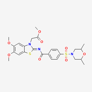 (Z)-methyl 2-(2-((4-((2,6-dimethylmorpholino)sulfonyl)benzoyl)imino)-5,6-dimethoxybenzo[d]thiazol-3(2H)-yl)acetate