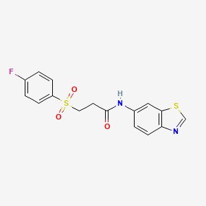 molecular formula C16H13FN2O3S2 B2932889 N-(benzo[d]thiazol-6-yl)-3-((4-fluorophenyl)sulfonyl)propanamide CAS No. 899960-93-1