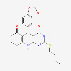 5-(1,3-benzodioxol-5-yl)-2-(butylsulfanyl)-5,8,9,10-tetrahydropyrimido[4,5-b]quinoline-4,6(3H,7H)-dione
