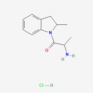 molecular formula C12H17ClN2O B2932893 2-amino-1-(2-methyl-2,3-dihydro-1H-indol-1-yl)propan-1-one hydrochloride CAS No. 1591549-60-8