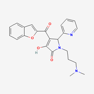 molecular formula C23H23N3O4 B2932897 4-(benzofuran-2-carbonyl)-1-(3-(dimethylamino)propyl)-3-hydroxy-5-(pyridin-2-yl)-1H-pyrrol-2(5H)-one CAS No. 618878-28-7