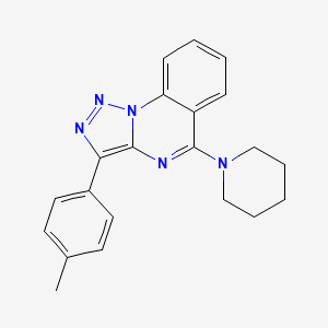 molecular formula C21H21N5 B2932898 1-[3-(4-Methylphenyl)-[1,2,3]triazolo[1,5-a]quinazolin-5-yl]piperidine CAS No. 866843-75-6