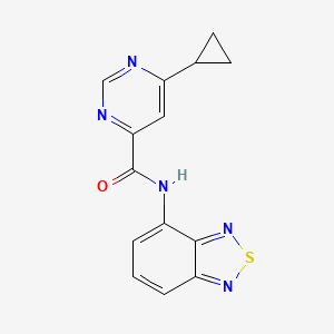 molecular formula C14H11N5OS B2932915 N-(2,1,3-Benzothiadiazol-4-yl)-6-cyclopropylpyrimidine-4-carboxamide CAS No. 2415566-55-9