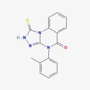 molecular formula C16H12N4OS B2932921 4-(2-methylphenyl)-1-sulfanyl-4H,5H-[1,2,4]triazolo[4,3-a]quinazolin-5-one CAS No. 97496-33-8