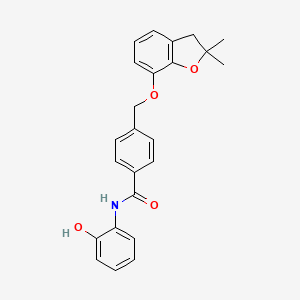 molecular formula C24H23NO4 B2932923 4-[(2,2-dimethyl-3H-1-benzofuran-7-yl)oxymethyl]-N-(2-hydroxyphenyl)benzamide CAS No. 921784-49-8
