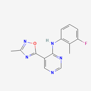 molecular formula C14H12FN5O B2932926 N-(3-fluoro-2-methylphenyl)-5-(3-methyl-1,2,4-oxadiazol-5-yl)pyrimidin-4-amine CAS No. 2034340-01-5
