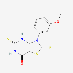 molecular formula C12H9N3O2S3 B2932928 3-(3-methoxyphenyl)-2,5-disulfanylidene-2H,3H,4H,5H,6H,7H-[1,3]thiazolo[4,5-d]pyrimidin-7-one CAS No. 689770-50-1