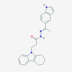 molecular formula C25H26N4O B293293 N'-[1-(1H-indol-5-yl)ethylidene]-3-(1,2,3,4-tetrahydro-9H-carbazol-9-yl)propanohydrazide 