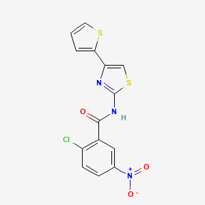2-chloro-5-nitro-N-(4-thiophen-2-yl-1,3-thiazol-2-yl)benzamide