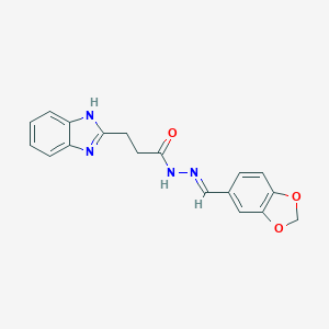 molecular formula C18H16N4O3 B293294 3-(1H-benzimidazol-2-yl)-N'-(1,3-benzodioxol-5-ylmethylene)propanohydrazide 