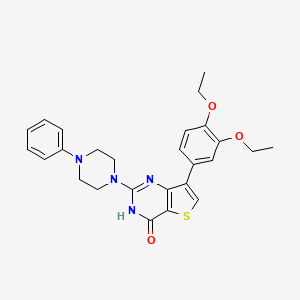 molecular formula C26H28N4O3S B2932944 7-(3,4-diethoxyphenyl)-2-(4-phenylpiperazin-1-yl)thieno[3,2-d]pyrimidin-4(3H)-one CAS No. 1242878-13-2