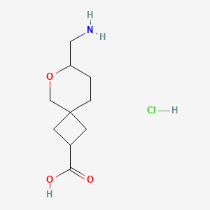 molecular formula C10H18ClNO3 B2932949 7-(Aminomethyl)-6-oxaspiro[3.5]nonane-2-carboxylic acid;hydrochloride CAS No. 2580237-52-9