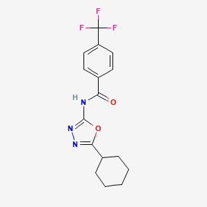 molecular formula C16H16F3N3O2 B2932954 N-(5-cyclohexyl-1,3,4-oxadiazol-2-yl)-4-(trifluoromethyl)benzamide CAS No. 1170545-05-7