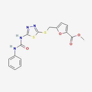 molecular formula C16H14N4O4S2 B2932957 Methyl 5-[[5-(phenylcarbamoylamino)-1,3,4-thiadiazol-2-yl]sulfanylmethyl]furan-2-carboxylate CAS No. 898437-11-1