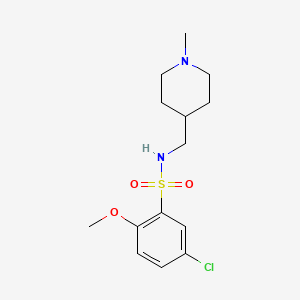 molecular formula C14H21ClN2O3S B2932959 5-chloro-2-methoxy-N-((1-methylpiperidin-4-yl)methyl)benzenesulfonamide CAS No. 952982-52-4