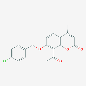 molecular formula C19H15ClO4 B293296 8-acetyl-7-[(4-chlorobenzyl)oxy]-4-methyl-2H-chromen-2-one 