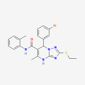 molecular formula C22H22BrN5OS B2932960 7-(3-bromophenyl)-2-(ethylthio)-5-methyl-N-(2-methylphenyl)-4,7-dihydro[1,2,4]triazolo[1,5-a]pyrimidine-6-carboxamide CAS No. 1021212-63-4