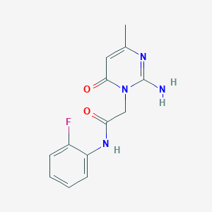 molecular formula C13H13FN4O2 B2932961 2-[2-amino-4-methyl-6-oxo-1(6H)-pyrimidinyl]-N~1~-(2-fluorophenyl)acetamide CAS No. 1251685-25-2