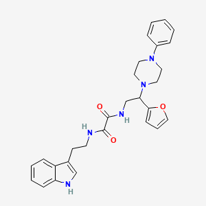 molecular formula C28H31N5O3 B2932968 N1-(2-(1H-indol-3-yl)ethyl)-N2-(2-(furan-2-yl)-2-(4-phenylpiperazin-1-yl)ethyl)oxalamide CAS No. 877631-74-8