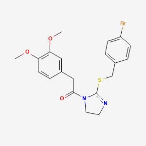 1-[2-[(4-Bromophenyl)methylsulfanyl]-4,5-dihydroimidazol-1-yl]-2-(3,4-dimethoxyphenyl)ethanone