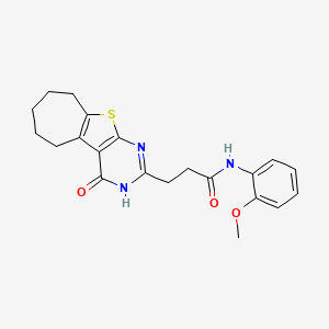 molecular formula C21H23N3O3S B2932994 N-(2-methoxyphenyl)-3-(4-oxo-3,5,6,7,8,9-hexahydro-4H-cyclohepta[4,5]thieno[2,3-d]pyrimidin-2-yl)propanamide CAS No. 1030106-19-4