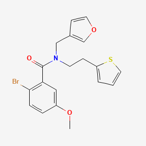 molecular formula C19H18BrNO3S B2933001 2-bromo-N-(furan-3-ylmethyl)-5-methoxy-N-(2-(thiophen-2-yl)ethyl)benzamide CAS No. 1421530-25-7
