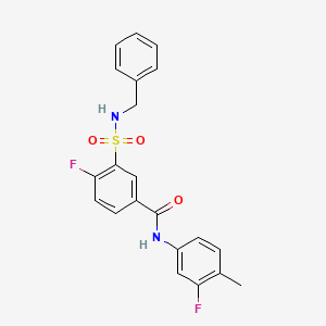 molecular formula C21H18F2N2O3S B2933005 3-(苄基磺酰胺基)-4-氟-N-(3-氟-4-甲苯基)苯甲酰胺 CAS No. 451507-98-5