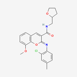 molecular formula C23H23ClN2O4 B2933017 (2Z)-2-[(2-chloro-4-methylphenyl)imino]-8-methoxy-N-(tetrahydrofuran-2-ylmethyl)-2H-chromene-3-carboxamide CAS No. 1327181-66-7