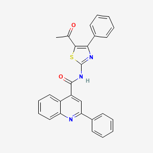 molecular formula C27H19N3O2S B2933028 N-(5-acetyl-4-phenyl-1,3-thiazol-2-yl)-2-phenylquinoline-4-carboxamide CAS No. 325743-29-1