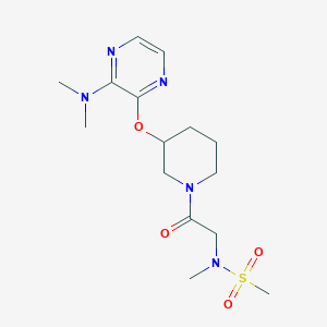 molecular formula C15H25N5O4S B2933033 N-(2-(3-((3-(dimethylamino)pyrazin-2-yl)oxy)piperidin-1-yl)-2-oxoethyl)-N-methylmethanesulfonamide CAS No. 2034582-34-6
