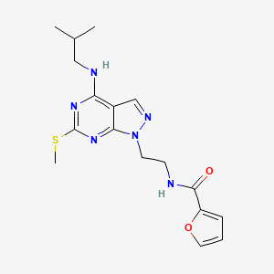 molecular formula C17H22N6O2S B2933035 N-(2-(4-(isobutylamino)-6-(methylthio)-1H-pyrazolo[3,4-d]pyrimidin-1-yl)ethyl)furan-2-carboxamide CAS No. 941985-50-8