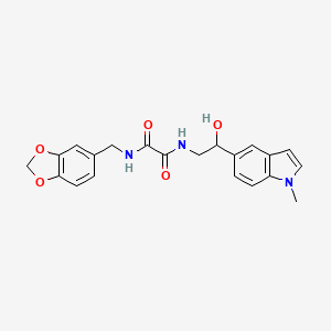 molecular formula C21H21N3O5 B2933036 N1-(benzo[d][1,3]dioxol-5-ylmethyl)-N2-(2-hydroxy-2-(1-methyl-1H-indol-5-yl)ethyl)oxalamide CAS No. 2034411-01-1