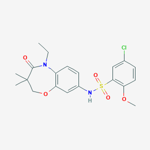 molecular formula C20H23ClN2O5S B2933039 5-chloro-N-(5-ethyl-3,3-dimethyl-4-oxo-2,3,4,5-tetrahydrobenzo[b][1,4]oxazepin-8-yl)-2-methoxybenzenesulfonamide CAS No. 921996-12-5