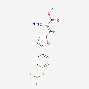 molecular formula C16H11F2NO3S B2933051 (E)-methyl 2-cyano-3-(5-(4-((difluoromethyl)thio)phenyl)furan-2-yl)acrylate CAS No. 326022-55-3