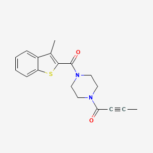 molecular formula C18H18N2O2S B2933057 1-[4-(3-Methyl-1-benzothiophene-2-carbonyl)piperazin-1-yl]but-2-yn-1-one CAS No. 2094879-00-0