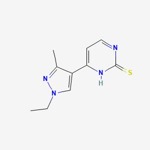 molecular formula C10H12N4S B2933058 4-(1-ethyl-3-methyl-1H-pyrazol-4-yl)pyrimidine-2-thiol CAS No. 1005697-18-6