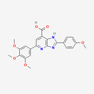 molecular formula C23H21N3O6 B2933074 2-(4-甲氧基苯基)-5-(3,4,5-三甲氧基苯基)-3H-咪唑并[4,5-b]吡啶-7-甲酸 CAS No. 1021083-56-6