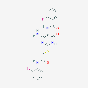 N-(4-amino-2-((2-((2-fluorophenyl)amino)-2-oxoethyl)thio)-6-oxo-1,6-dihydropyrimidin-5-yl)-2-fluorobenzamide