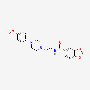 molecular formula C21H25N3O4 B2933084 N-(2-(4-(4-甲氧基苯基)哌嗪-1-基)乙基)苯并[d][1,3]二氧杂环-5-甲酰胺 CAS No. 1049345-03-0