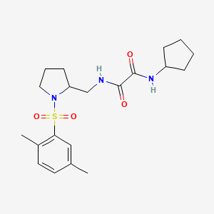 molecular formula C20H29N3O4S B2933091 N1-cyclopentyl-N2-((1-((2,5-dimethylphenyl)sulfonyl)pyrrolidin-2-yl)methyl)oxalamide CAS No. 896284-14-3