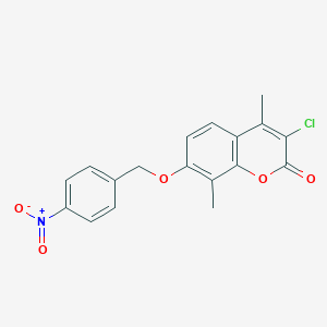 molecular formula C18H14ClNO5 B293310 3-chloro-7-({4-nitrobenzyl}oxy)-4,8-dimethyl-2H-chromen-2-one 