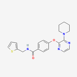 molecular formula C21H22N4O2S B2933100 4-((3-(piperidin-1-yl)pyrazin-2-yl)oxy)-N-(thiophen-2-ylmethyl)benzamide CAS No. 1251703-07-7
