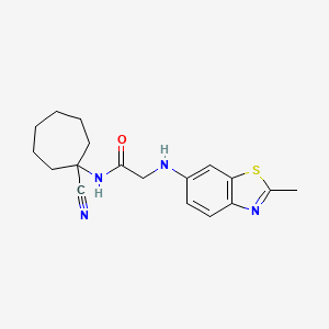 molecular formula C18H22N4OS B2933101 N-(1-cyanocycloheptyl)-2-[(2-methyl-1,3-benzothiazol-6-yl)amino]acetamide CAS No. 1424539-70-7