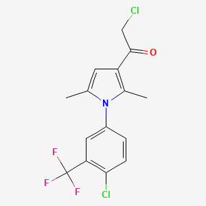 molecular formula C15H12Cl2F3NO B2933102 2-氯-1-{1-[4-氯-3-(三氟甲基)苯基]-2,5-二甲基-1H-吡咯-3-基}乙انون CAS No. 329266-67-3
