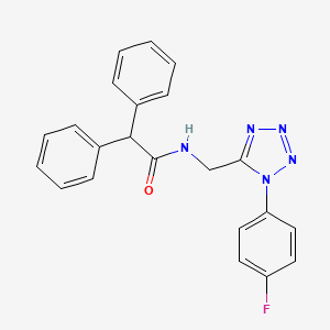 molecular formula C22H18FN5O B2933108 N-((1-(4-fluorophenyl)-1H-tetrazol-5-yl)methyl)-2,2-diphenylacetamide CAS No. 897623-65-3